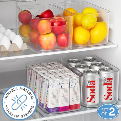 STORi Bliss 10" x 6" Open Clear Pantry Organizer Bin, Set of 2, Plastic Containers with Handle for Kitchen, Fridge, Cabinet, Closet, Bathrom, Undersink Storage Made in USA - style: Set of 2
