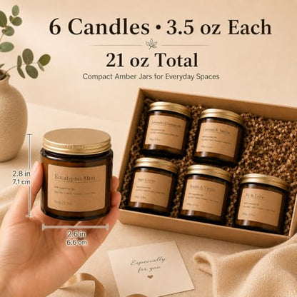 6-Pack Scented Candles for Home, 3.5 Oz Soy Wax Aromatherapy Candle Gift Set, Lavender Chamomile, Eucalyptus Mint & Vanilla, Birthday Gifts for Women, Thank You Graduation Gifts - color: Smoke&Vanilla/Fir&Cedar/Eucalyptus/Lavender Chamomile/California Sag