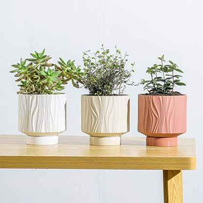 UBEE Ceramic Plant Pots for Indoor Plant, 5.5 inch Succulent Pot with Drainage Hole and Saucer, Flower Pot for Garden Home Desktop Office, Terracotta - color: Terracotta