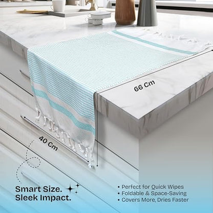 Aqua Blue Turkish Kitchen Towels 16x26 Inch, 3 Pack, 100% Cotton, Super Absorbent, Fast Dry, Machine Washable, Dish Towel with Tassels for Drying Dishes, Cleaning, Everyday Use - color: Aqua Blue, style: 3 Pack