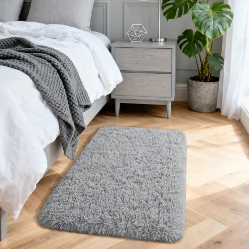 Soft Modern Indoor Shaggy Area Rug for Bedroom Livingroom Dorm Kids Room Home Decorative, Non-Slip Plush Fluffy Furry Fur Rugs Comfy Nursery Accent Floor Carpet 2x3 Feet, Grey - color: Grey, size: 2' x 3' (Rectangular)