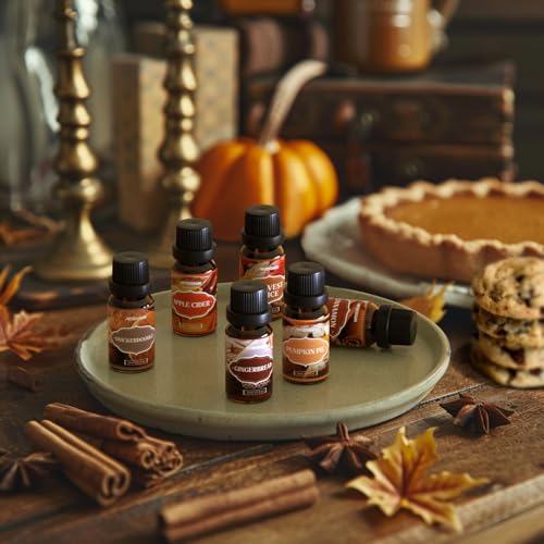 ARVIDSSON Autumn Spice Essential Oils Set, Fall Essential Oil for Diffuser - Cinnamon, Pumpkin Pie, Harvest Spice, Apple Cider, Gingerbread, Snickerdoodle, Cozy Fragrance Oils - color: Brown