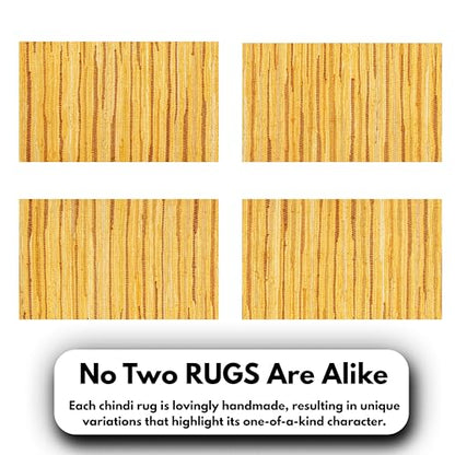 Chindi Area Rug 3x5 Feet - Mustard | Cotton Woven Rugs for Bedroom, Easy Clean Boho Throw Carpet - color: Mustard, size: 3 x 5 feet
