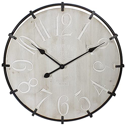 Northlight Country Rustic Metal and Wood Round Wall Clock - 23.5" - Black