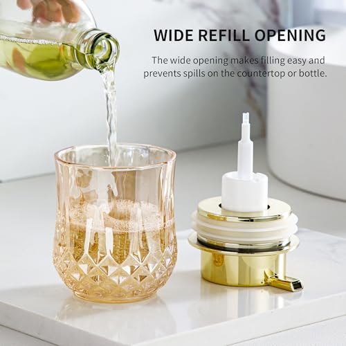 Enra Glass Foaming Soap Dispenser Set, 2 Pack Gold Foam Soap Dispenser | Refillable Foam Hand Soap Dispensers for Bathroom and Kitchen.Gold Accents Add Style to Sinks,Countertops and Vanities. - color: Gold Foam Pump-2pcak