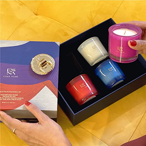 Luxury Scented Soy Candles Gift Set | 4 Natural Lavender Candles for Women's Stress Relief