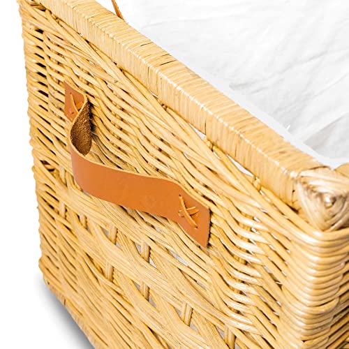 The Basket Lady Deep Wicker Storage Trunk, L, Sandstone | Outside: 24" L x 17" W x 17.5" H | Inside: 22”L x 15”W x 15”H - Handcrafted by artisans from natural rattan - color: Sandstone, size: L