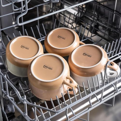 GBhome Ceramic Soup Mugs with Handles and Lids,24 OZ Soup Cups Set of 2 | Terracotta Underside,Mug Bowls with Spoon for Soup/Cereal/Salad/Noodles/Ramen/Microware &Dishwasher Safe - color: White & Orange