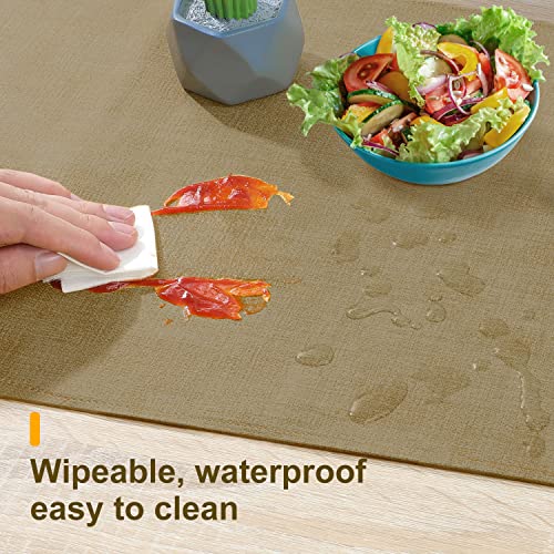 Waterproof Wipeable Table Runner, Thick Farmhouse Table Runner, Dresser Runner, Rustic Table Runner for Kitchen Dining Room, Bedroom, Living Room, Indoor and Outdoor (48'', Camel Brown) - size: 48''(Fits Length 29''-36'' Table)