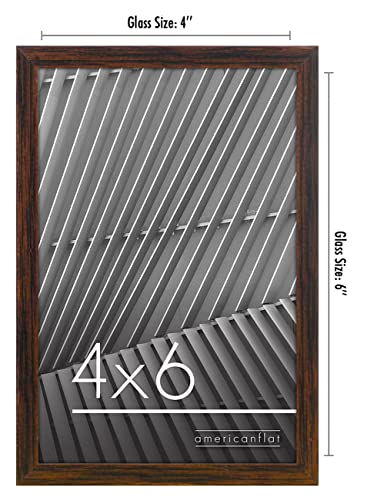 Americanflat 4x6 Picture Frame with Shatter-Resistant Glass - Streamline Collection - Thin Border Photo Frame for Tabletop and Wall Display - Hanging Hardware and Easel Stand Included - Walnut | Shatter-resistant glass, wall or tabletop display with inclu