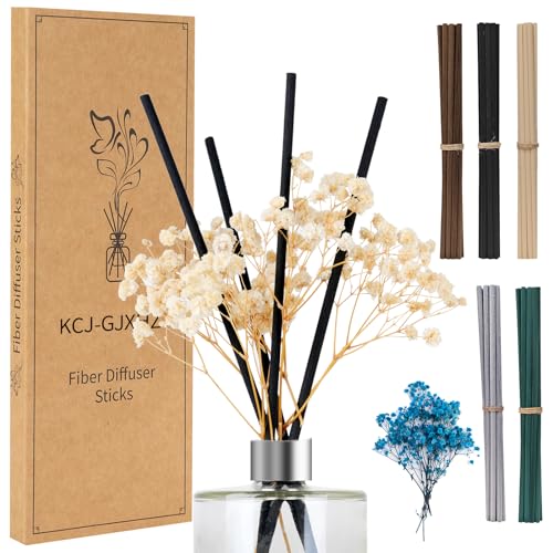 Flower Reed Sticks 62pcs 5 Mixed Colors - Oil Refills Air Freshener | Essential Oil Diffuser Refills. Air Freshener for Room, Bathroom, Office. Great Gift for Home.