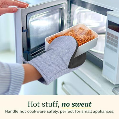 Cuisinart Mini Oven Mitts, 2-Pack, Neoprene Grip, Heat Resistant 350F | Cotton-lined, non-slip neoprene palm, ambidextrous design, ideal for smaller hands and everyday cooking - color: Light Blue
