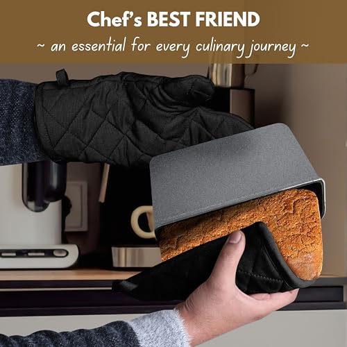 Native Fab Pot Holders and Oven Mitts Sets for Kitchen Heat Resistant - Hanging Non-Slip - 100% Cotton Kitchen Oven Mitts and Pot Holders 4-Piece Set - Black - color: Black