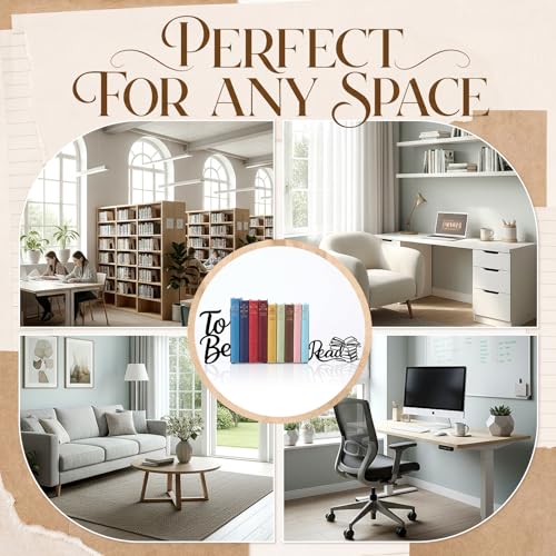 Sintuff 2 Pcs Metal Bookends to Be Read Book Ends for Shelves Decorative Bookshelf Hollow Letter Bookends Home Library Office School Desk Bookshelf Decor for Back to School Book Lovers Gift - style: To Be Read