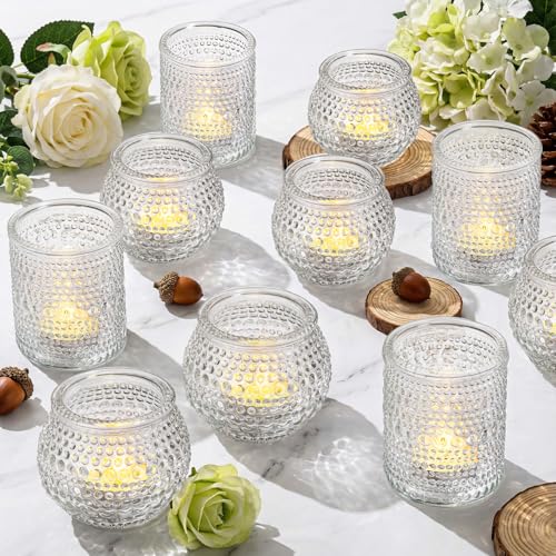Rubtlamp 24 Pack Votive Candle Holder, Clear Glass Tea Light Candle Holders, Vintage Candle Holder for Floating Candle, Tealight Candle Holders for Centerpiece Wedding Decor Home Decoration - color: Clear