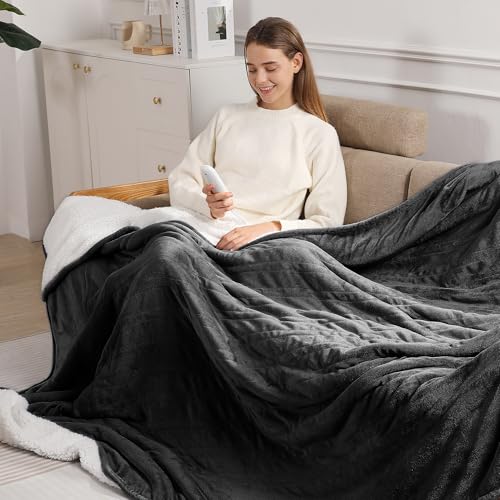 Heated Blanket Twin Electric Blanket Twin Size Gifts for Grandma & Grandpa | Energy-Efficient Warmth, ETL Certified for Safety, Faster Heating Electric Blanket, Heated Twin Blanket for Adults - color: Charcoal Gray, size: Twin 62" x 84"