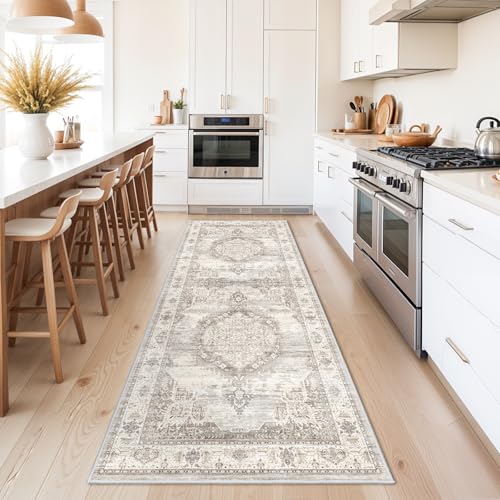Washable Hallway Runner Rugs 3x8: Soft Ultra Thin Low Pile Carpet Machine Washable Indoor Lightweight Rug Runner Anti Slip Backing Rugs for Living Room Bedroom Kitchen 3'x8' Beige - color: Beige, size: 3' x 8' (Rectangular)