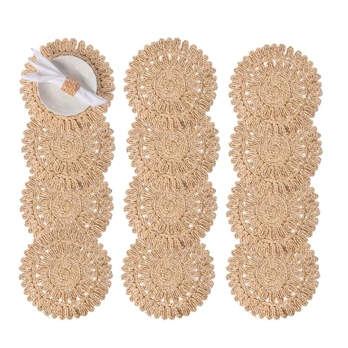 13.8" Set of 12 Round Woven Corn Husk Placemats by Laquedecraft | Protects Tables from Heat & Scratches, Perfect for Everyday Dining, Family Gatherings and Holiday Entertaining - size: Set of 12 (Dia 13.8)