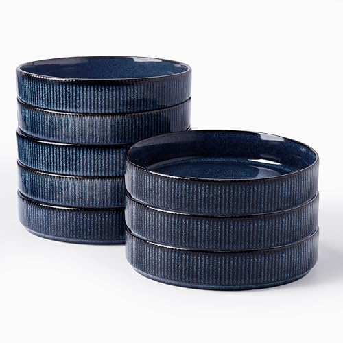 famiware Star 7.5" Pasta Bowls Set of 8, Plate Bowls, Nebulas Blue | Double Reactive Glaze, Microwave & Dishwasher Safe, Lead-free and Cadmium-free, Stoneware Scratch Resistant, Kitchen Bowls - color: Nebulas Blue, size: 8 pcs