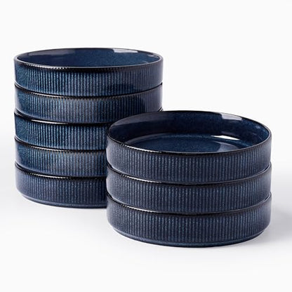 famiware Star 7.5" Pasta Bowls Set of 8, Plate Bowls, Nebulas Blue | Double Reactive Glaze, Microwave & Dishwasher Safe, Lead-free and Cadmium-free, Stoneware Scratch Resistant, Kitchen Bowls - color: Nebulas Blue, size: 8 pcs