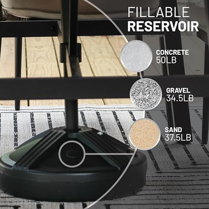US Weight Durable 50 Pound Fillable Umbrella Base Designed to be Used with a Patio Table - color: Black