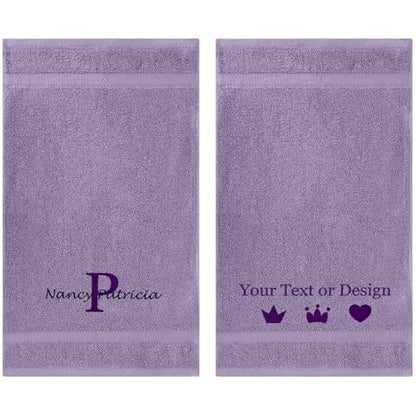 Personalized Passion 2pc Hand Towels Set - Custom Turkish Cotton with Embroidered Name, Monogram - Super Soft & Absorbent Hand Towels - Lavender, 16"x27" - color: Lavender, size: 2 Pack Hand Towels (16"x27")