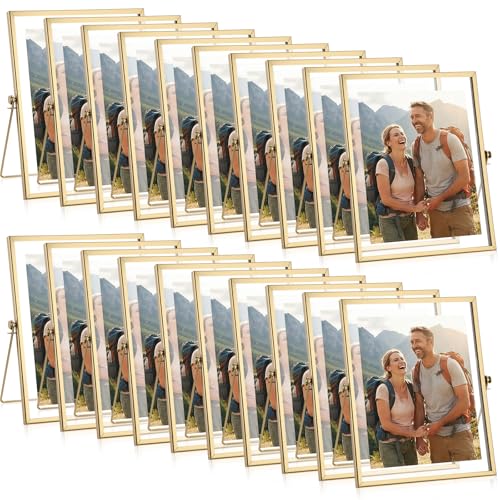 AceOrbit 20 Pack 6 x 8 Inch Black Floating Frame for Photo 4 x 6 Inch, Glass Floating Picture Frame Collection Vintage Metal Minimal Ornate Easel for Wedding Gift Pictures Photos Desk Tabletop Display - size: 4 x 6 Inch