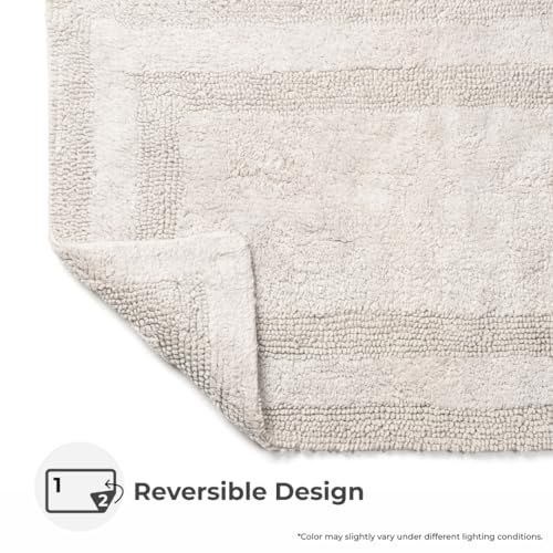Akiko 100% Cotton Bath Mat, Soft Plush Reversible Bathroom Rug 20x32 Silver | Bath Mats for Bathroom Absorbent Quick Dry Anti-Skid Machine Washable Bath Mats for Bathroom Shower Bathtub - color: Silver