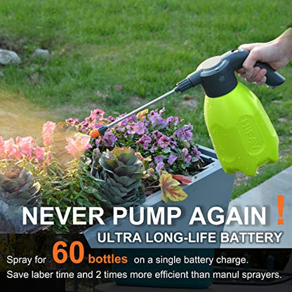 HIFAY ES2-PRO Electric Spray Bottle 2L/0.5Gallon, Rechargeable Battery Powered Sprayer Spray 60 Bottles On a Single Charge, Automatic Plant Mister，Pump Sprayer,Indoor Watering Can for Plants - color: Green