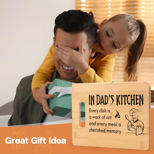 Fathers Day Dad Gifts, Birthday Gift for Dad from Daughter Son, Thanksgiving Christmas Valentines Day Gifts for Daddy Papa Stepdad – In Dad's Kitchen Engraved Cutting Board - color: Dad