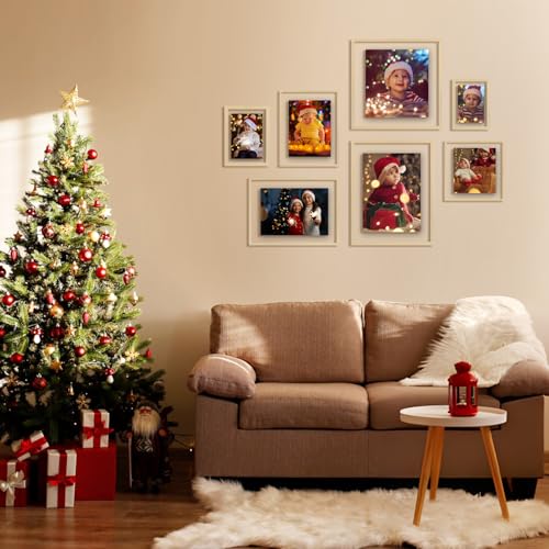 Egofine 9x12 Floating Frames Set of 2, Double Plexiglass Picture Frame, Made of Solid Wood Display Any Size Photo up to 9x12, Wall Mount or Tabletop Standing, Natural Wood - color: Natural Wood, size: 9x12