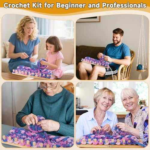 Aeelike Chunky Blankets Loom Kit for Knitting,No Need Hooks,Wooden 39 inch | Portable Adjustable Size, Detachable Modular Design,Wooden Weaving Frame for Thick Yarn,Affordable,Stress Relief Gift - size: 39 IN