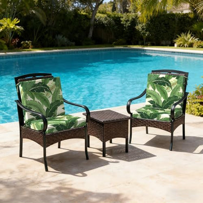 DYTXIII Outdoor Midback Chair Cushions Set of 2-20"x17" Water Repellent & Fade-Resistant Patio Seat Cushions with High-Resiliency Foam, Non-Slip Ties for Dining, Balcony Furniture-Palms Green - color: Palms Green