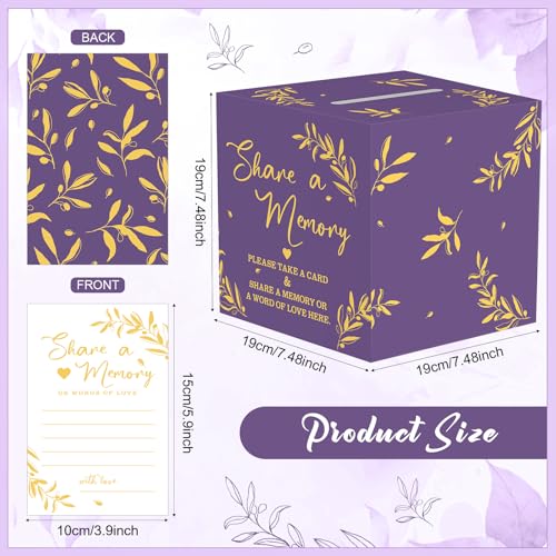 Pajean 50 Share a Memory Cards for Celebration of Life,Purple,Gold,Trendy - color: Purple Gold, style: Trendy