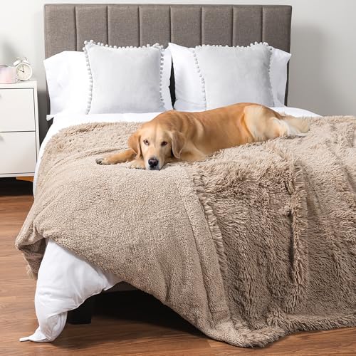 PetAmi Waterproof Dog Blanket for Couch, Bed & Furniture,Reversible Sherpa & Faux Fur Pet Blanket, Leakproof Pet Blanket for Large Dog Cat, Washable Soft Calming Sofa Protector Throw (60x80, Taupe) - color: Taupe, size: X-large (60x80)
