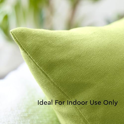 Encasa XO Throw Pillow Covers, Cotton, No Inserts 12"x12" Lime Green | Durable Cotton Canvas | Concealed Invisible Zipper | Ideal for DIY & Embroidery | Living Room & Couch | Set of 2 - color: Lime Green, size: 12" x 12" (Pack of 2)