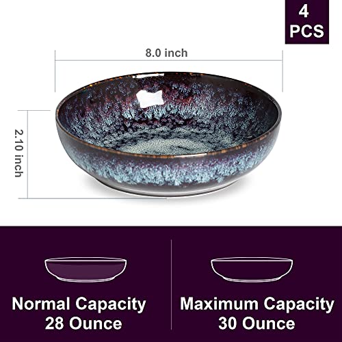 30oz Ceramic bowls set of 4-8" serving bowls for Kitchen,Pasta,Salad-Dishwasher & Microwave Safe Perfect for Housewarming, Thanksgiving, Christmas-Speckled Bluish Purple - color: Speckled Bluish Purple