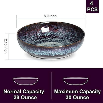 30oz Ceramic bowls set of 4-8" serving bowls for Kitchen,Pasta,Salad-Dishwasher & Microwave Safe Perfect for Housewarming, Thanksgiving, Christmas-Speckled Bluish Purple - color: Speckled Bluish Purple