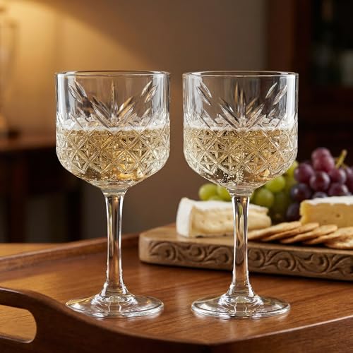 Extra Large Vintage Coupe Glass Set of 2, Crystal Design Cocktail Glasses, Long Stem Martini Margarita Champagne Wine Goblet, Elegant Barware for Home & Parties (16.9oz/500ml) (Queen Set of 2)