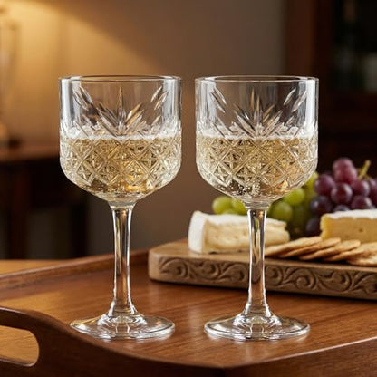 Extra Large Vintage Coupe Glass Set of 2, Crystal Design Cocktail Glasses, Long Stem Martini Margarita Champagne Wine Goblet, Elegant Barware for Home & Parties (16.9oz/500ml) (Queen Set of 2)