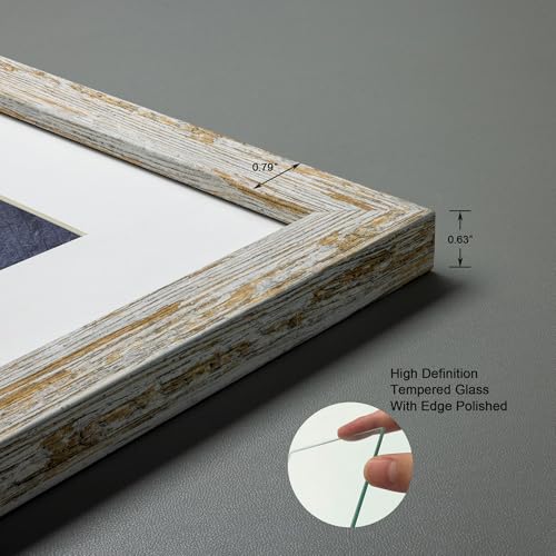 Rustic Distressed Retro Style White Frame 11x14 Picture Frame Set of 3 with Real Glass for Pictures 8x10 with Mat or 11x14 Without Mat, Wall Gallery or Tabletop display - size: 11x14(set of 3)