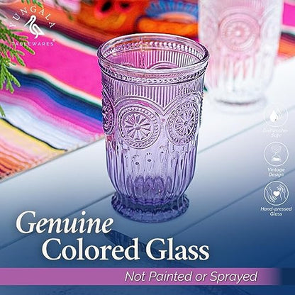 Purple Highball Glasses Set of 6 — 10 oz Tall Drinking Glasses - color: Purple, size: Tall