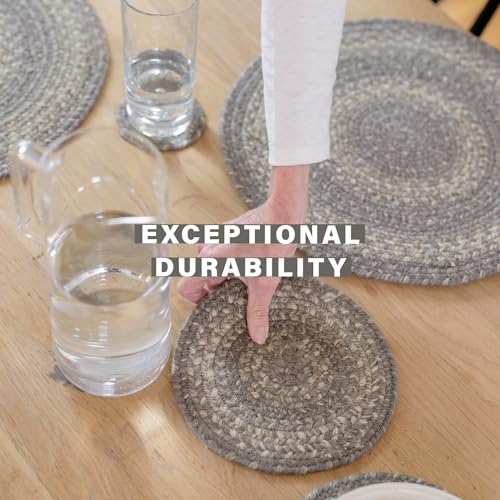 Homespice Grey Cloud Jute Braided Placemats, Rect 13x19 Set of 6 | Grey Protects Tabletop in Style and Everyday and Holiday Table Mats, Rich Colors, Reversible, Durable and Easy to Clean - color: Grey Cloud