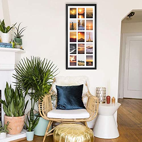 MEBRUDY 4x6 Collage Picture Frames with 15 Openings, 2 Pack Black Multi Photo Frames Display 4 x 6 Pictures with Mat for Wall Mounting - style: Regularly Style-2 Pack