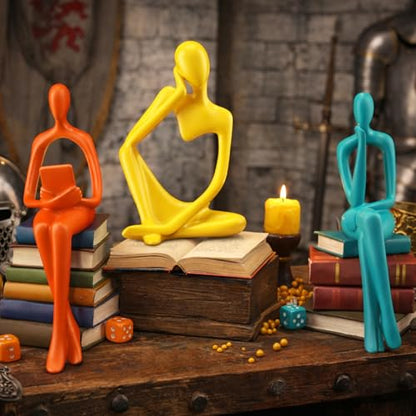AceOrbit 3 Pcs Mid Century Modern Decor Thinker Statues Bookshelf Decor Thinker Sculptures Abstract Art Ornament Modern Aesthetic Figurine for Home Bedroom Office Shelf Table Desk Bookshelf Decoration - style: Thinker