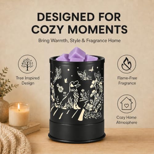 nawaza Wax Melts Warmer Scented Metal 2-in-1 Electric LED Burner Dog | Wax cubes & candle melter, essential oil burner, home office bedroom decor, dog themed aroma gift - style: Dog