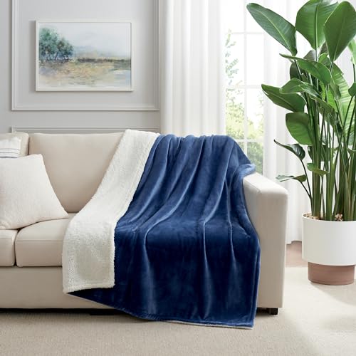 Arkwright Sherpa Fleece Throw Blanket - Plush Fluffy Warm Reversible Soft Sherpa Throw Blanket for Home, Couch, Sofa, Bed, Camping and Travel, 50x60 in, Navy - color: Poseidon Navy, size: Throw (50x60) Pack of 1
