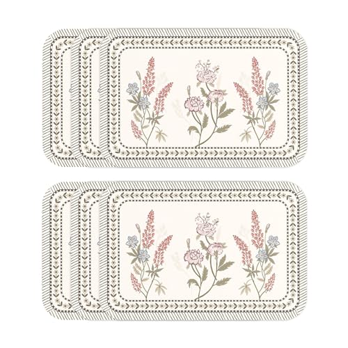 Vinyl Waterproof Placemats Set of 6 Rectangular,12"*17"-Helena C | Wipeable Beautiful Print Place Mats,Stain Resistant,Heat Resistant,Everyday Meals,Kitchen,Dinning,Holiday,Decor - color: Helena C