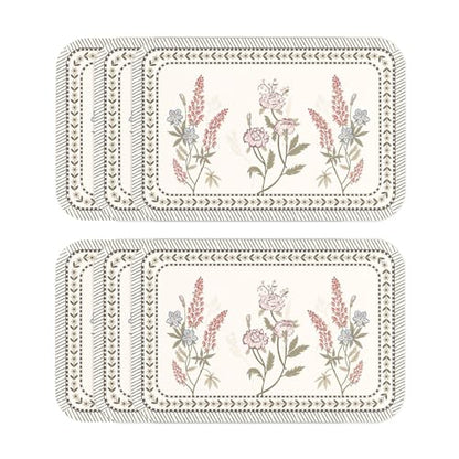 Vinyl Waterproof Placemats Set of 6 Rectangular,12"*17"-Helena C | Wipeable Beautiful Print Place Mats,Stain Resistant,Heat Resistant,Everyday Meals,Kitchen,Dinning,Holiday,Decor - color: Helena C