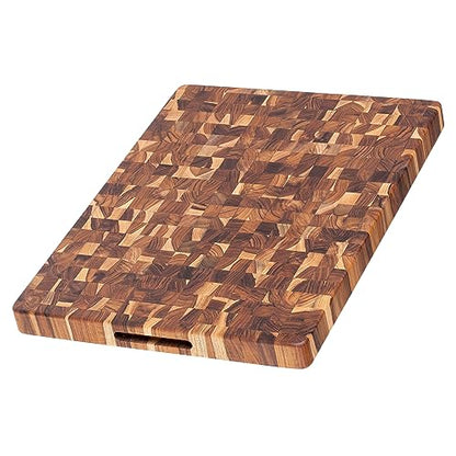 Teakhaus Butcher Block Cutting Board - Large Wooden Cutting Board - Holiday Gift Ideas for Men and Women - Gift-Ready End Grain Wood, Knife Friendly - FSC Certified - color: Without Juice Groove, size: Large (20 inch x 15 inch x 1.5 inch)